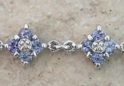 TANZANITE DIAMOND WHITE GOLD FLOWER BRACELETtanzanite 