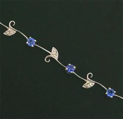 Tanzanite Diamond 14K White Gold Flower Filigree Bracelettanzanite 