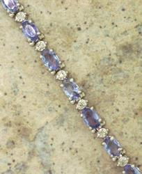 Oval Tanzanite and Diamond 14K White Gold Link Braceletoval 