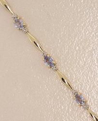 Tanzanite and Diamond 14K Gold Link Bracelettanzanite 