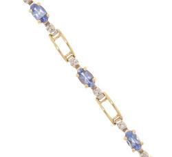 2.2cttw Oval Tanzanite and Diamond Gold Link Braceletcttw 