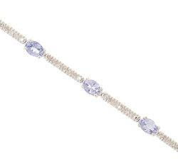 Oval Tanzanite Diamond 14K White Gold Link Braceletoval 