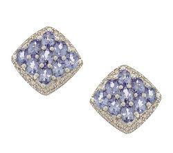 Tanzanite Diamond 14K White Gold Stud Earringstanzanite 