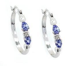 Tanzanite Diamond White 14K Gold Hoop Earringstanzanite 