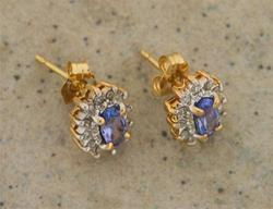 Ladies Tanzanite and Diamond 14K Gold Earringsladies 