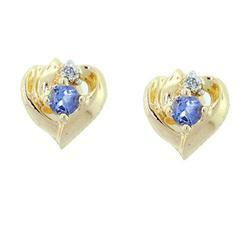 Ladies Tanzanite and Diamond Gold Heart Earringsladies 