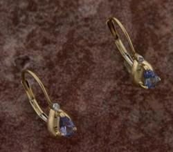 Ladies Tanzanite and Diamond 14K Gold Earringsladies 