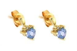 Tanzanite and Diamond Gold Heart Stud Earringstanzanite 