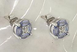 Tanzanite and Diamond 14K White Gold Earringstanzanite 