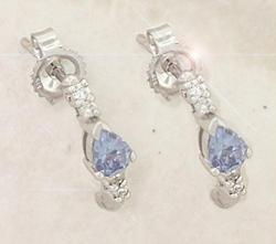 Tanzanite and Diamond 14K White Gold J Hoop Earringstanzanite 