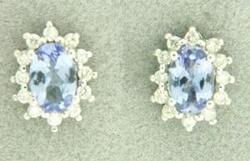 Ladies Tanzanite and Diamond 14K White Gold Earringsladies 