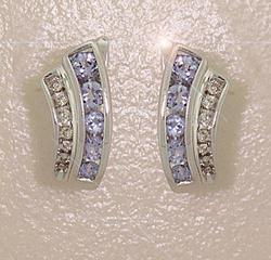 Tanzanite and Diamond White Gold Hoop Leverback Earringstanzanite 