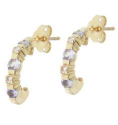 Tanzanite and Diamond 14K Gold J Hoop Earringstanzanite 