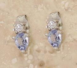 Pear cut Tanzanite and Diamond Platinum Stud Earringspear 