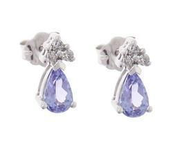 Pear cut Tanzanite and Diamond White Gold Stud Earringspear 