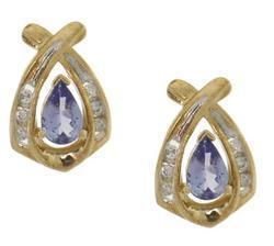 Pear Tanzanite Diamond Genuine Gold Earringspear 