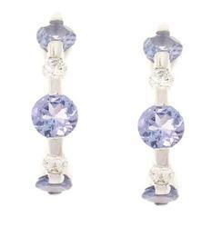 Tanzanite and Diamond 14K White Gold J Hoop Earringstanzanite 