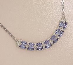 3.15ct Tanzanite Diamond 14K White Gold Necklacetanzanite 