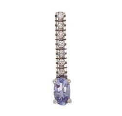 Oval Cut Tanzanite Diamond 14K White Gold Pendantoval 