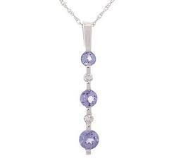 Tanzanite Diamond 14K White Gold Drop Pendant Necklacetanzanite 