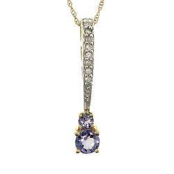 Tanzanite Diamond Gold Drop Heart Pendant Necklacetanzanite 