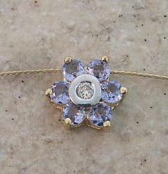 TANZANITE DIAMOND GOLD PENDANT CABLE NECKLACEtanzanite 