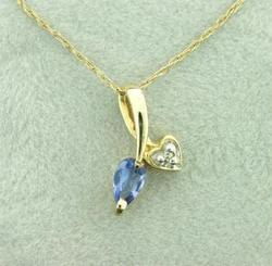 Ladies Tanzanite and Diamond Gold Pendant Necklaceladies 