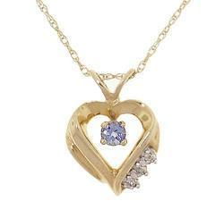 Ladies Tanzanite Diamond Gold Heart Pendant Necklaceladies 