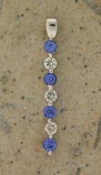 Tanzanite and Diamond White Gold Stick Pendanttanzanite 