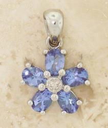 Tanzanite Diamond 14K White Gold Flower Pendanttanzanite 