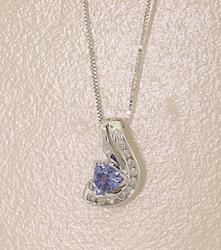 Trillion Tanzanite Diamond 14K White Gold Pendant Necklacetrillion 