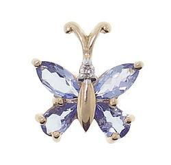 Marquise & Pear Cut Tanzanite Diamond 14K Gold Butterfly Pendantmarquise 