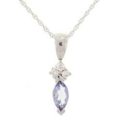 Marquise Tanzanite and Diamond White Gold Pendant Necklacemarquise 