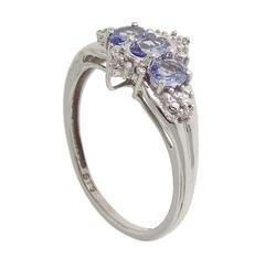 3 Stone Oval Cut Tanzanite Diamond White Gold Ringstone 