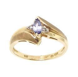 Marquise Cut Tanzanite Diamond Brushed Gold Ringmarquise 