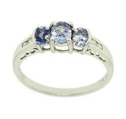 Oval Cut Tanzanite Diamond White Gold 3 Stone Ringoval 