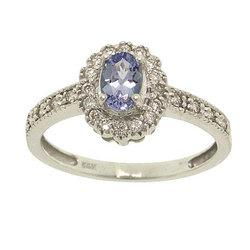 Oval Cut Tanzanite Diamond 14K White Gold Ringoval 