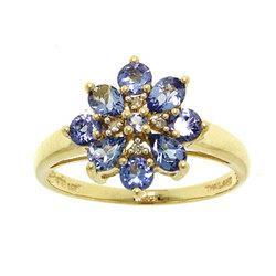 Tanzanite Diamond 14K Gold Flower Ringtanzanite 