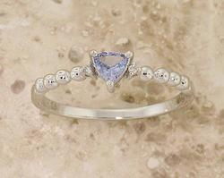 Trillion Tanzanite and Diamond 14K White Gold Ringtrillion 