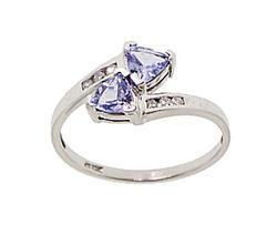 Trillion Tanzanite and Diamond White Gold Ringtrillion 