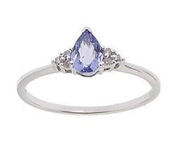 Pear Tanzanite Diamond and White Gold Ringpear 