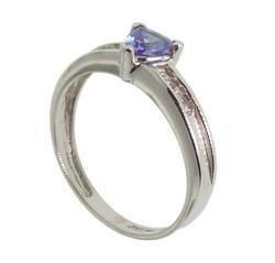 Trillion Tanzanite and Diamond 14K White Gold Ringtrillion 