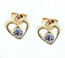 Tanzanite Gold Heart Stud Earringstanzanite 