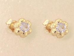 Tanzanite 14K Gold Flower Stud Earringstanzanite 