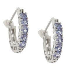 Tanzanite 14K White Gold Hoop Earringstanzanite 