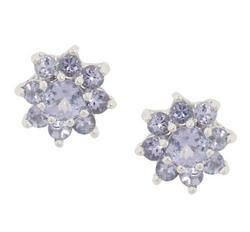 Tanzanite Cluster 14K White Gold Stud Earringstanzanite 