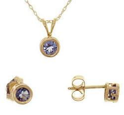 Tanzanite 14K Gold Pendant Earrings Settanzanite 