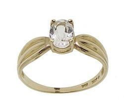 Oval White Topaz Genuine Gold Ringoval 