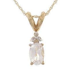 Oval Cut White Topaz Diamond Gold Pendant Necklaceoval 