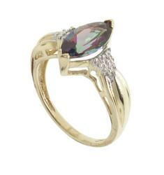 Mystic Fire Topaz Diamond Gold Ringmystic 